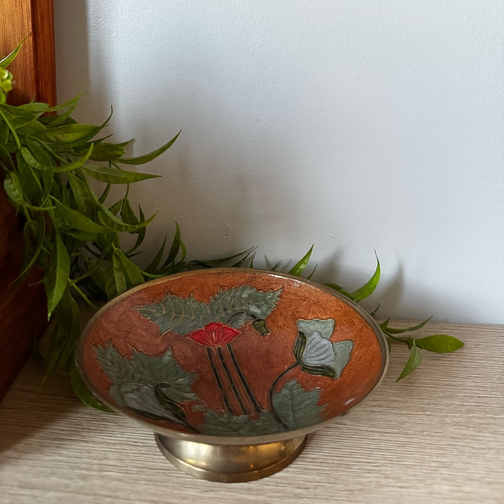 Enamel Painted Brass Dish